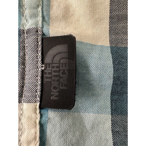 North Face Shirt Mens M Blue Plaid Short Sleeve Button Up Camp Core, Hiking Nerd - Picture 7 of 14